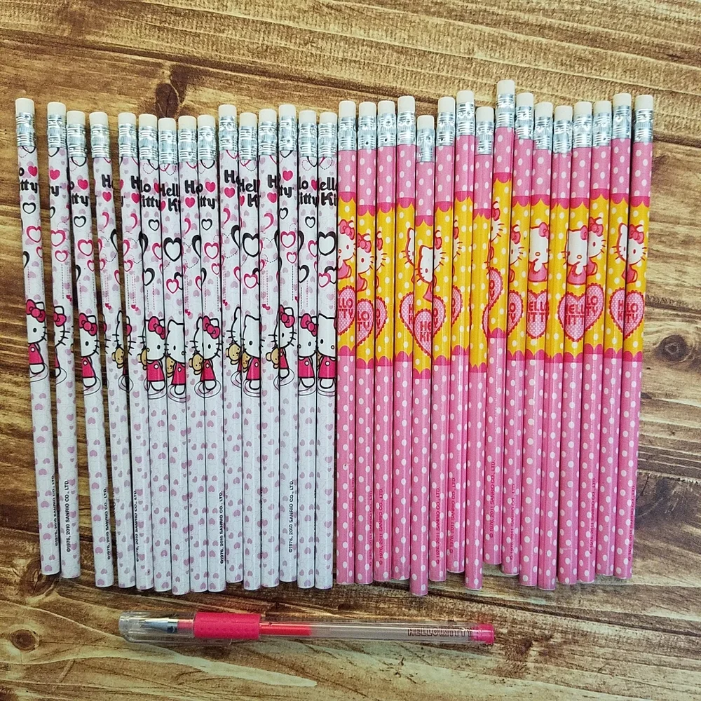 Vintage Hello Kitty Wooden Pencil Lot - New Sealed Packs & Loose Bundle Sanrio